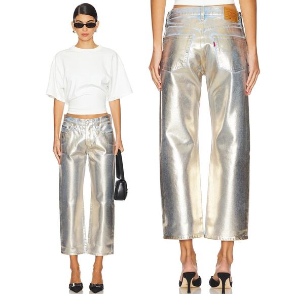 Levi's Denim - NWT LEVI'S Premium 501 90s Ankle Straight Jeans Size 25 Coated Optical Illusion